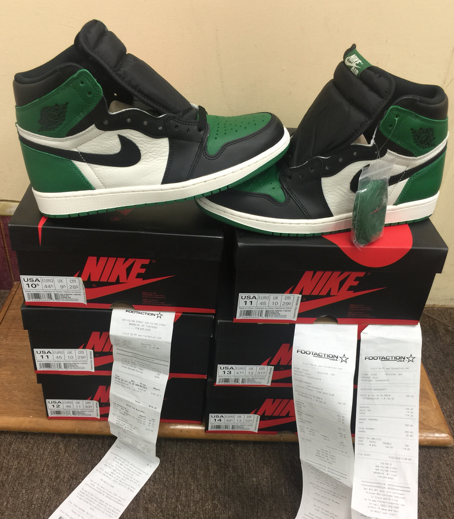 footaction jordan 1 pine green